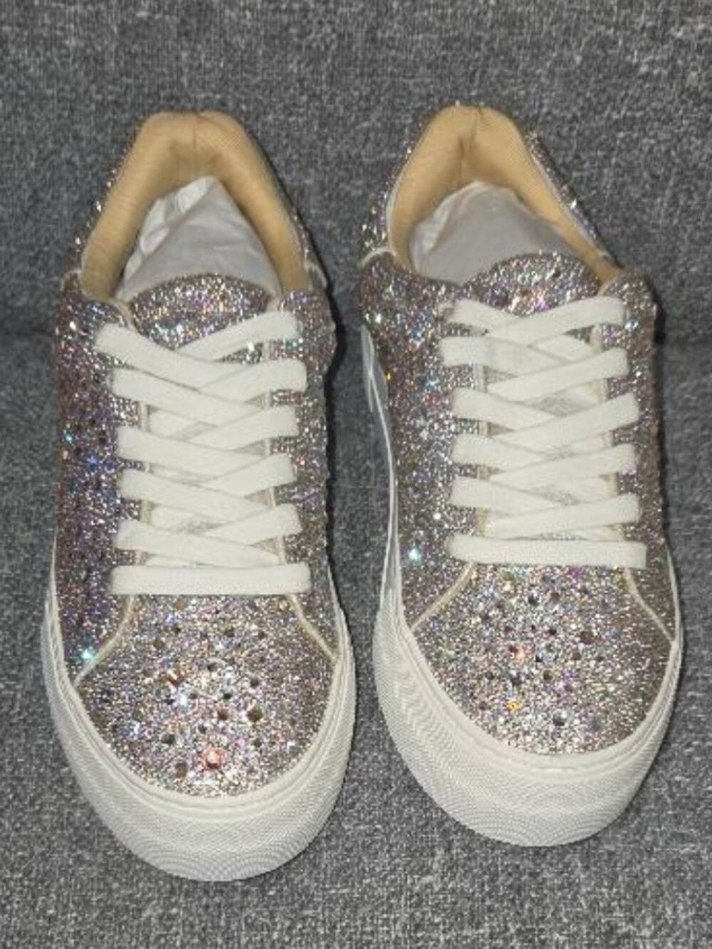Betsey Johnson Sidny Silver Rhinestone Platform Sneakers